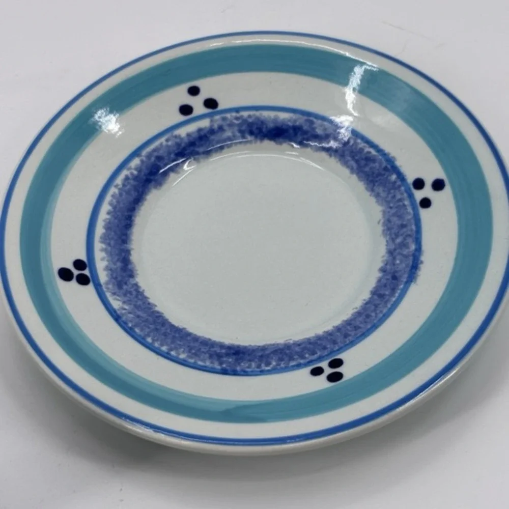 Vintage Herman Dodge Hand Painted Espresso‎ Cup & Saucer Blue Turquoise Thailand